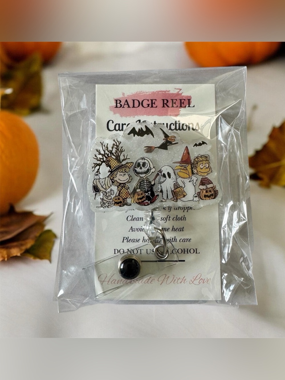 Handmade Snoopy & Peanuts Halloween Badge Reel